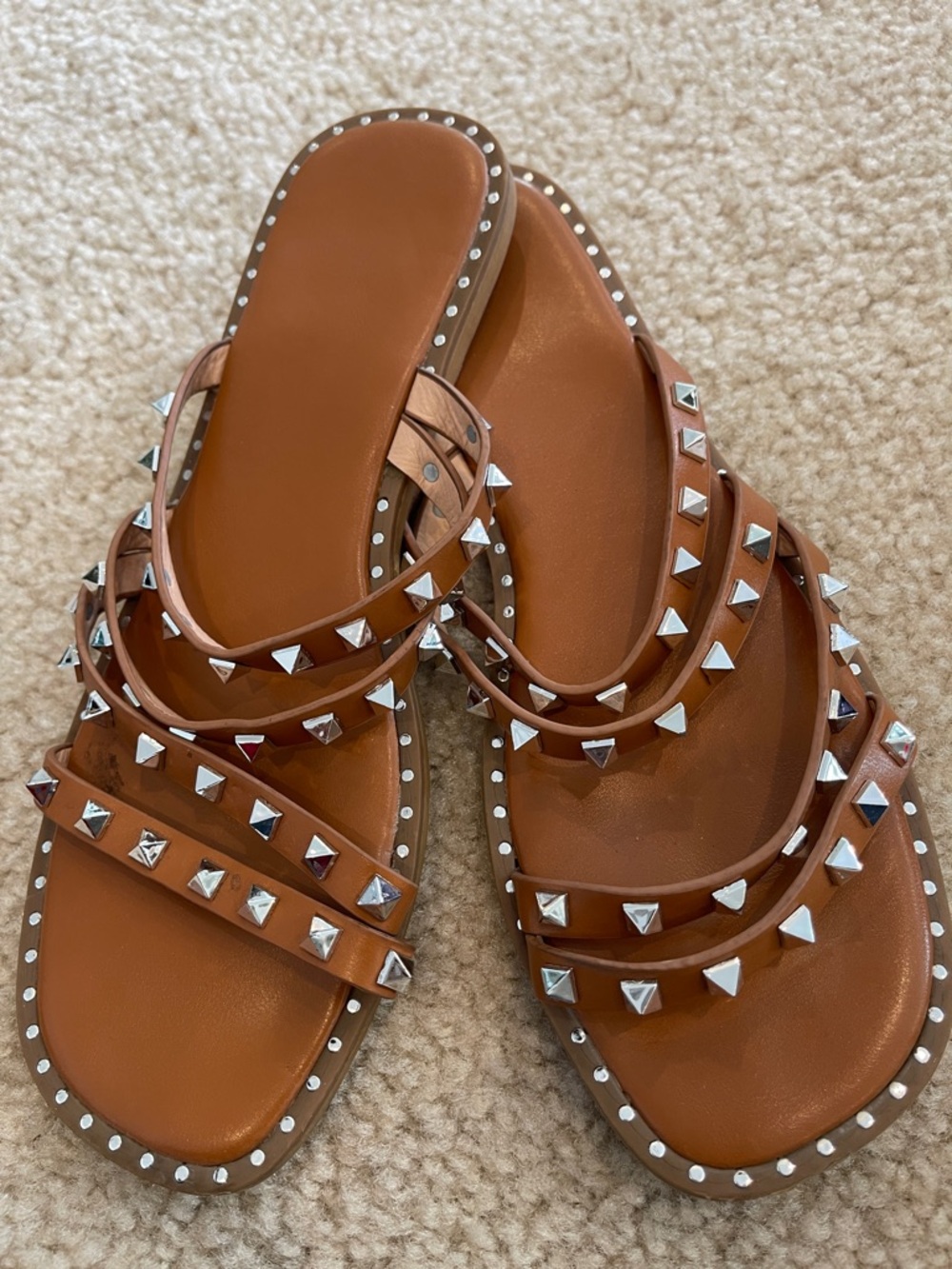 Brown studded sandals size 39